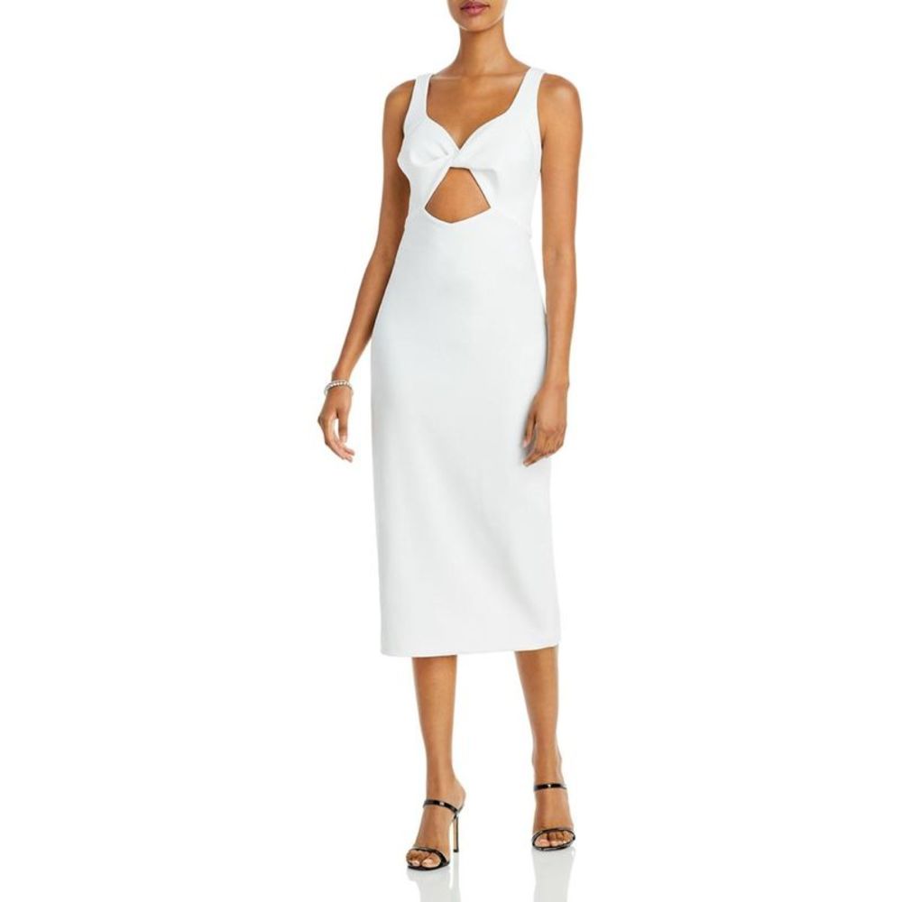 Aqua Womens White Cut-Out Midi Formal Cocktail and Party Dress NWOT